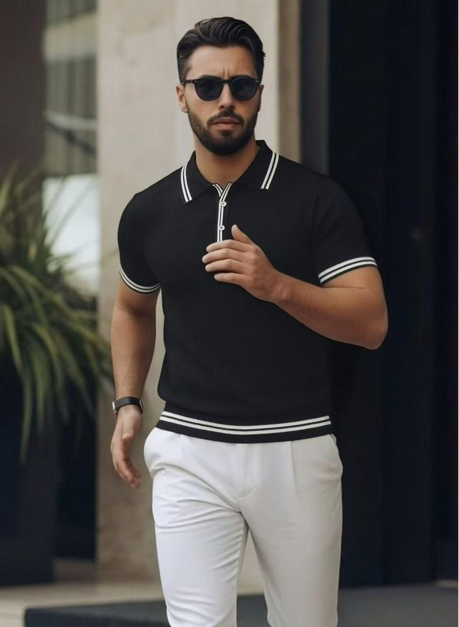 The Contrast Polo – Onyx Black