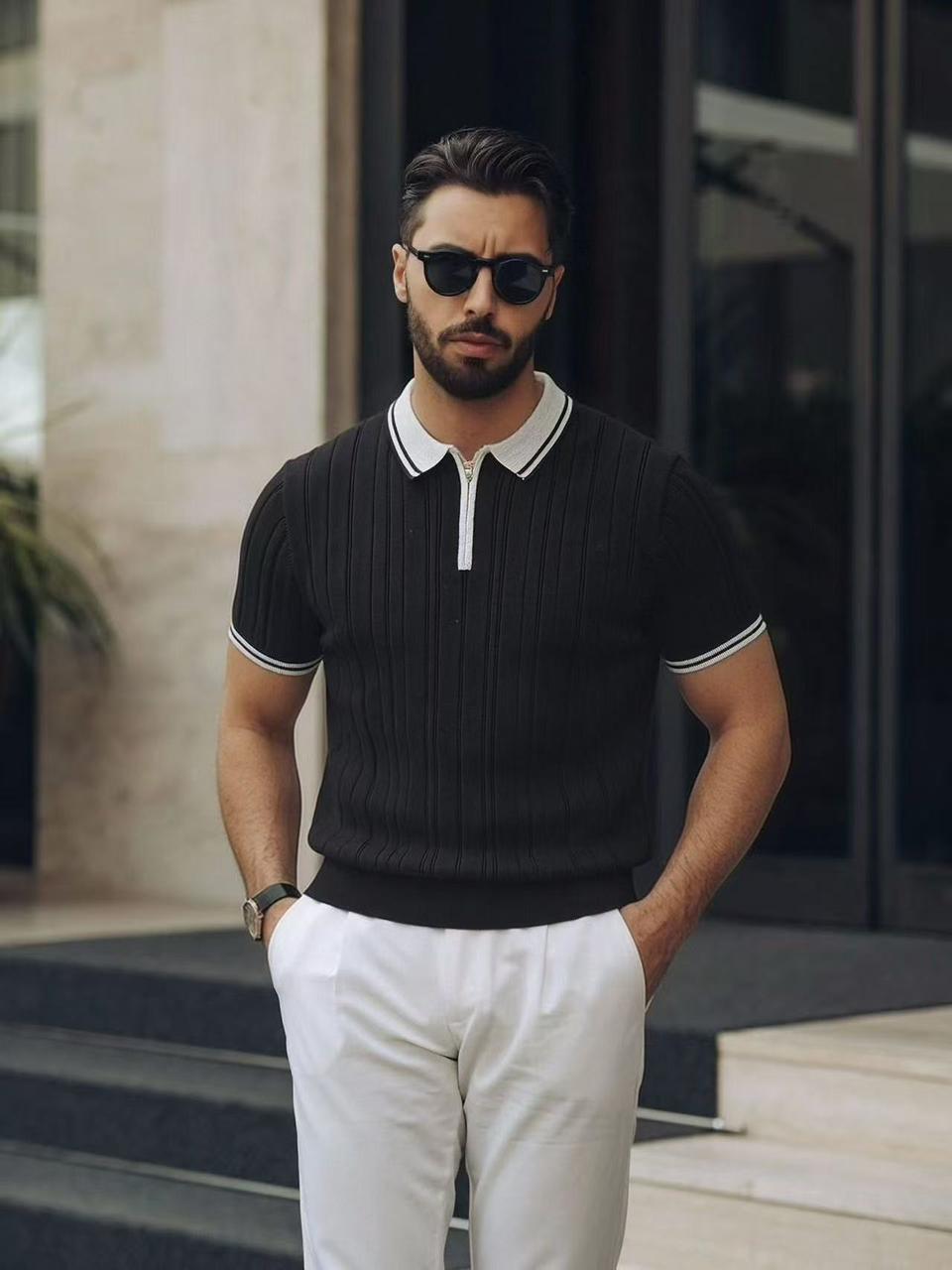 The Contrast Polo – Midnight & White