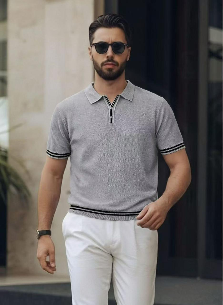 The Contrast Polo – Ash Grey